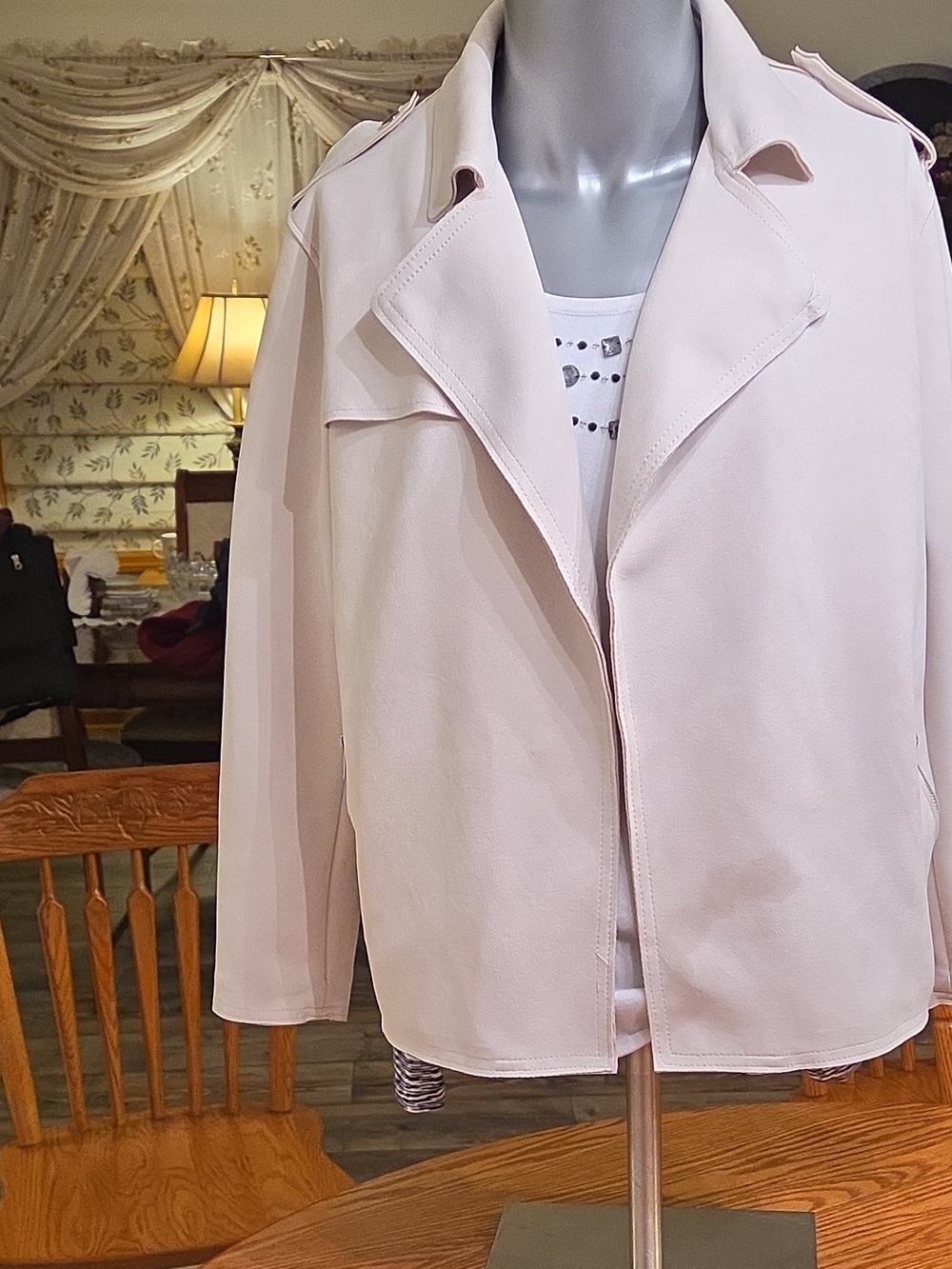 Women’s Light PinkPhilosophy Plus Size 1X Beige Open-Front Jacket